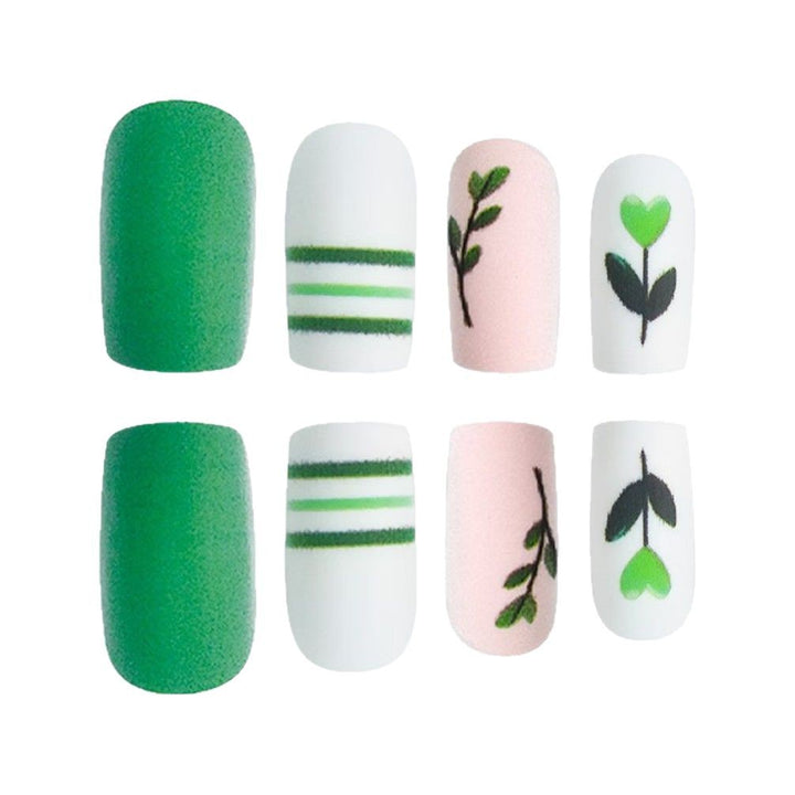 Künstlerisches botanisches Press-On-Nageldesign-Set Karnz