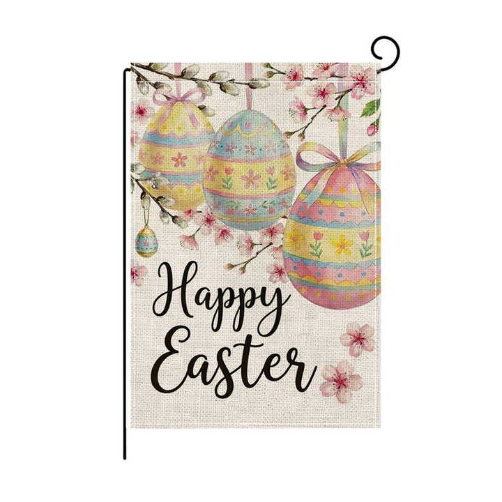 Dekorative Outdoor-Burlap-Textur Ostern Gartenfahne mit doppelseitigem Druck und Fahnenhülse