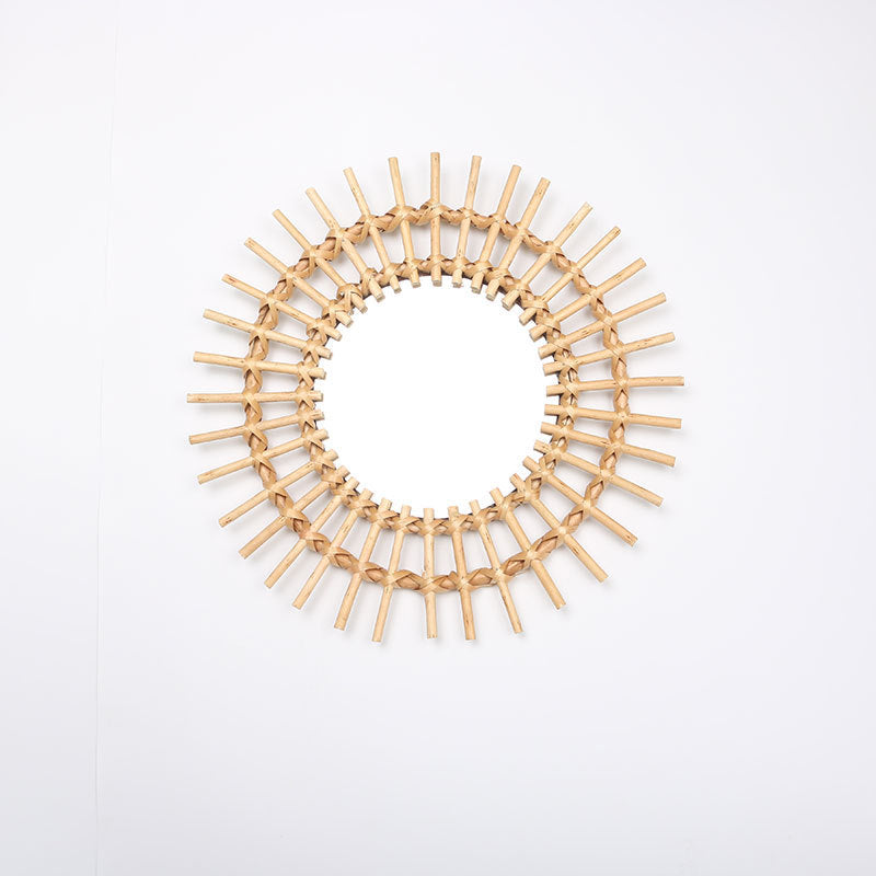 Runde Wandspiegel mit Rattan-Design Karnz