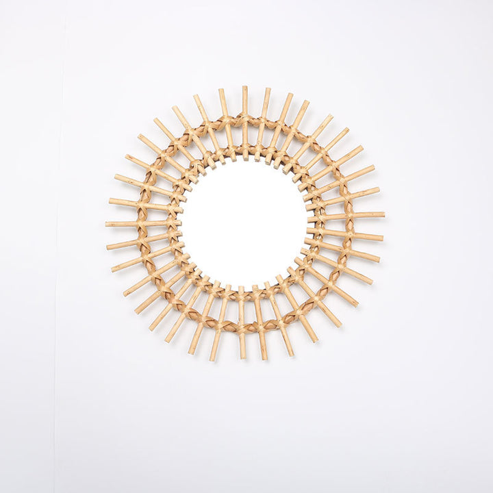 Runde Wandspiegel mit Rattan-Design Karnz