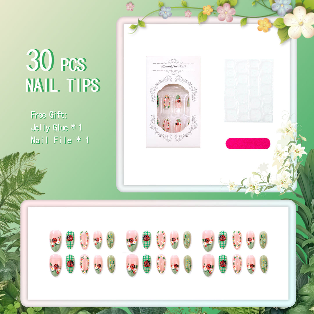 Künstlerisches Blumenausgestattetes Press-On-Nagelset