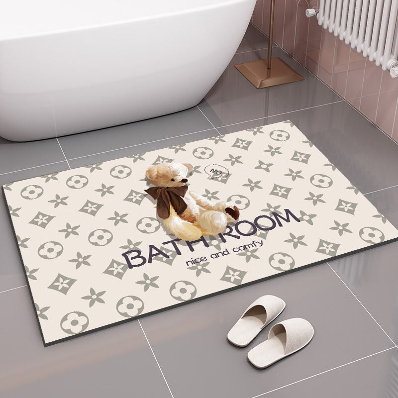 Spaßiger grafischer Badteppich für das Badezimmer
