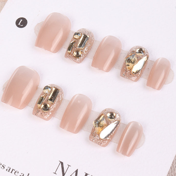 Premium Kristallverzierte Press-On Nagelset Karnz