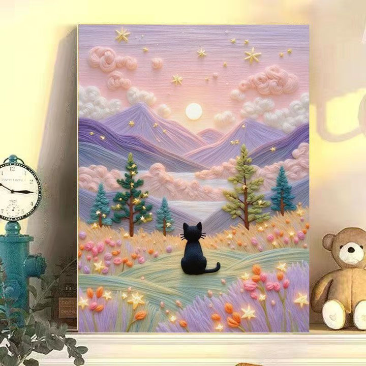 Verspielt Katze Landschaft Leinwand Kunst Karnz