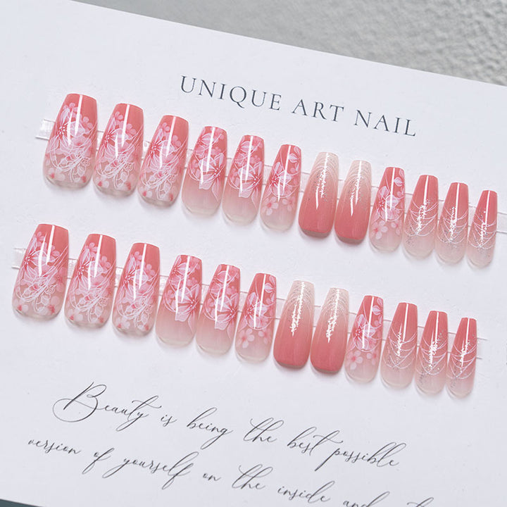 Künstlerisches Floral Press-On Nagelkunst Set