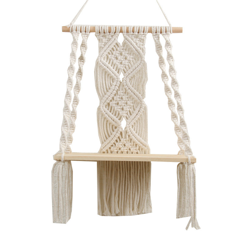 Macramé Dekoratives Regal mit Holzbasis Karnz