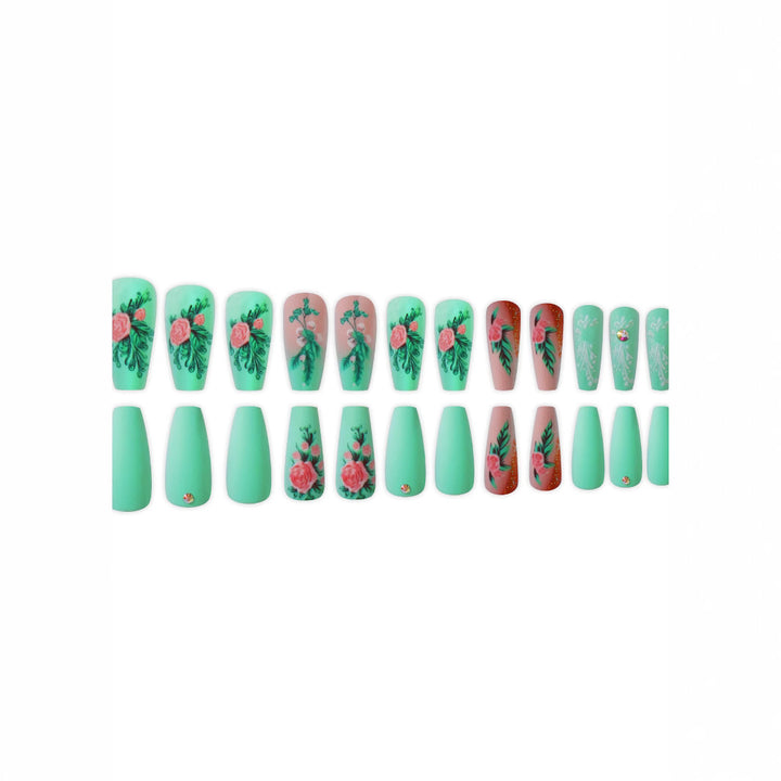 Blumig verziertes Press-On Nail Set Karnz