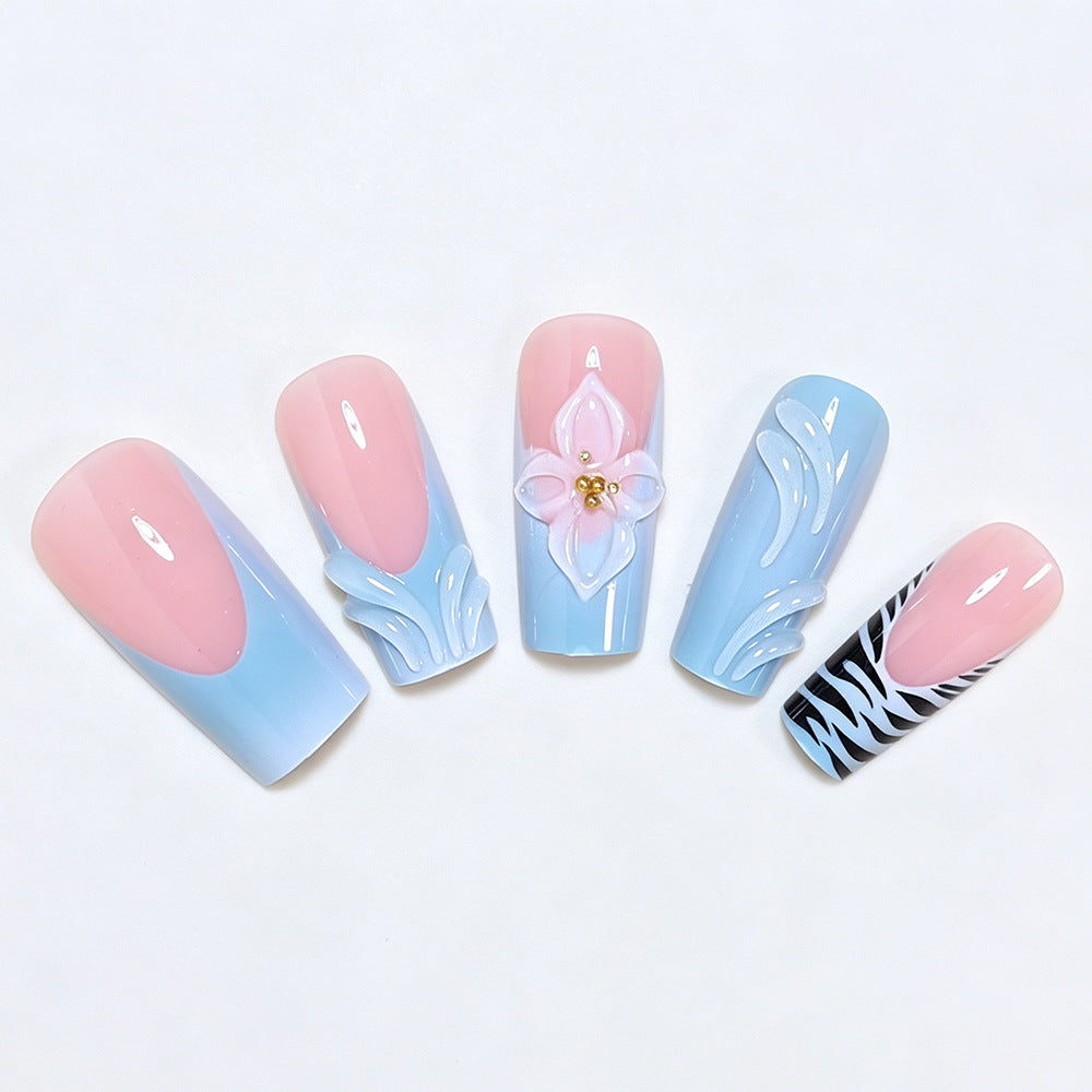 Dekorative Lange Press-On Nagelkunst Karnz