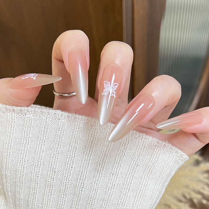 Künstlerische Acryl-Stiletto-Nägel mit Schmetterlingsdesign Karnz