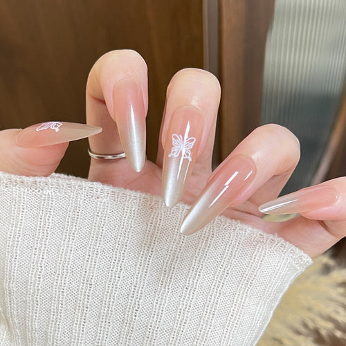 Künstlerische Acryl-Stiletto-Nägel mit Schmetterlingsdesign Karnz