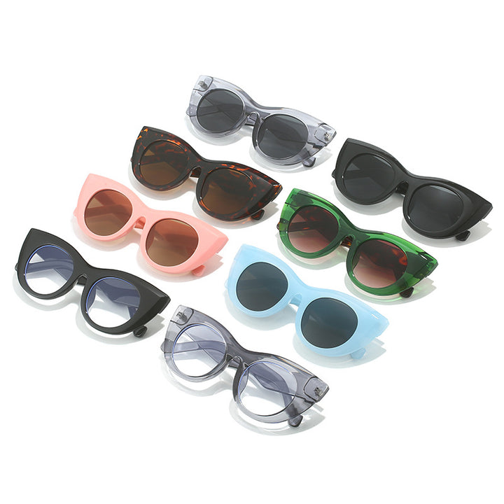 Damen Cat-Eye Sonnenbrille mit breitem Rahmen und UV-Schutz Karnz