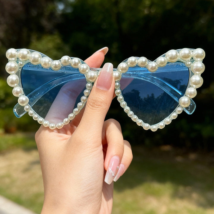 Dekorative mit Perlen verzierte Cat-Eye-Sonnenbrille Karnz