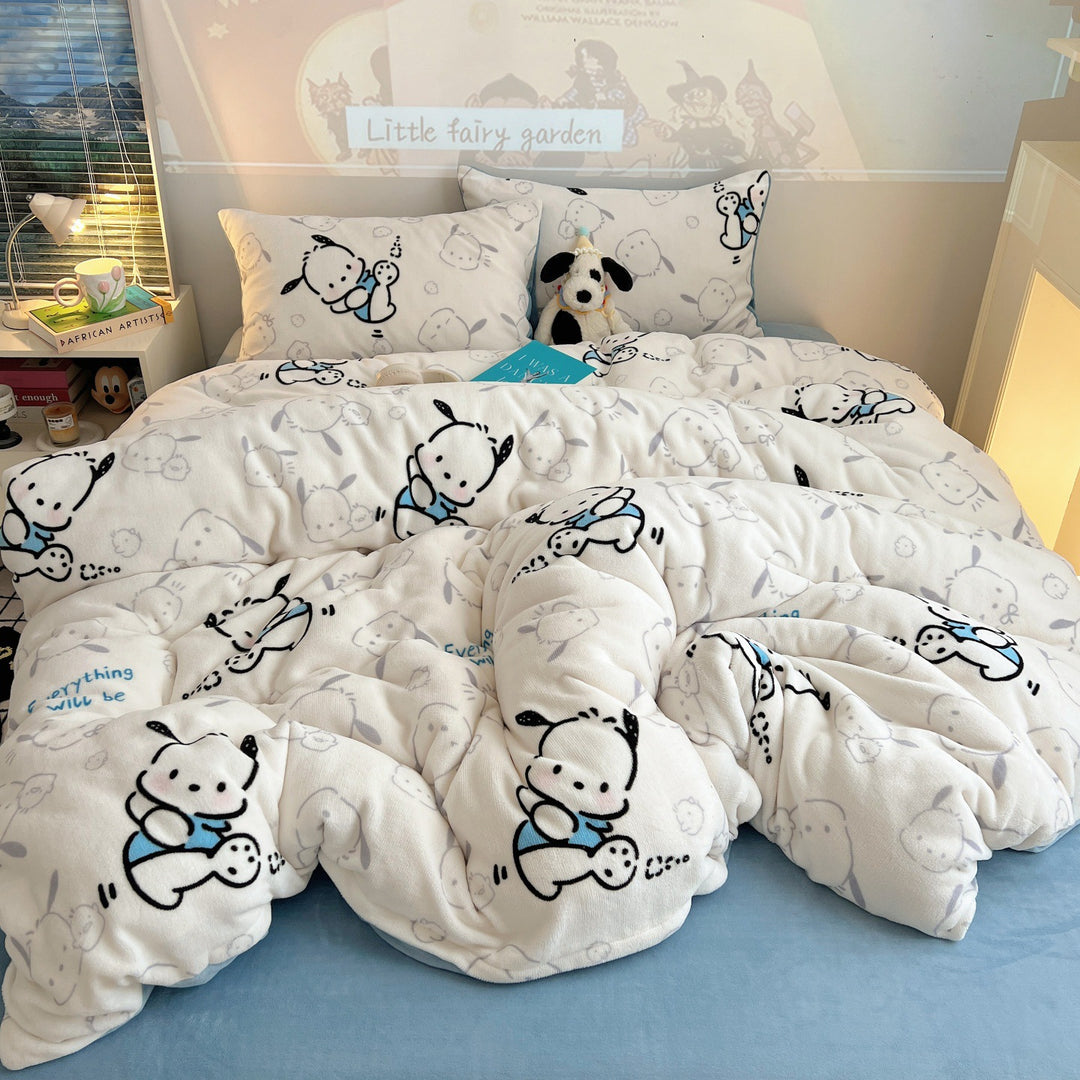 Cartoon-Themen Fleece Bettbezug Set