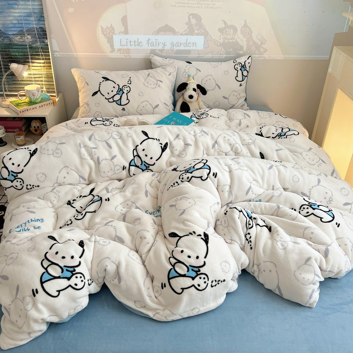 Cartoon-Themen Fleece Bettbezug Set