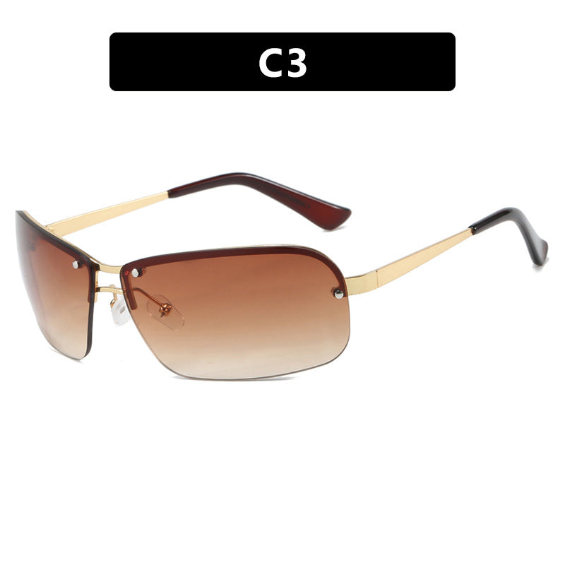 Damen Sonnenbrille mit großen, eleganten Gläsern und einem modernen Metallrahmen Karnz