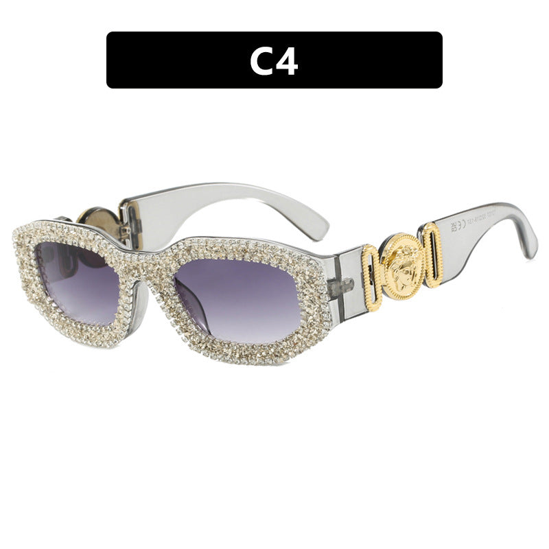 Damen extravagant gestaltete Sonnenbrille mit strassbesetztem Rahmen Karnz