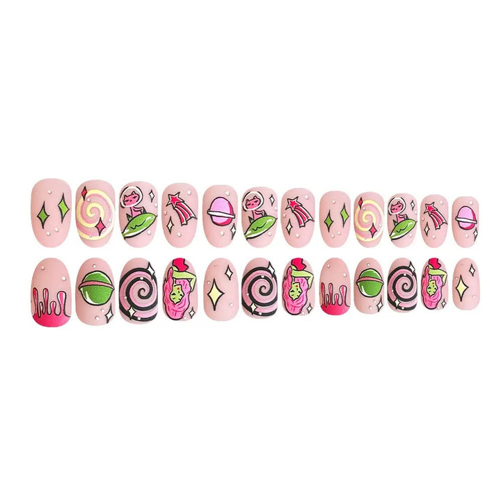 Kunstnagelset mit verspielten Cartoon-Motiven Karnz