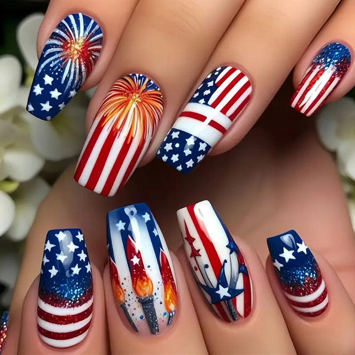 Patriotisches Nagelkunst-Dekorationsset Karnz