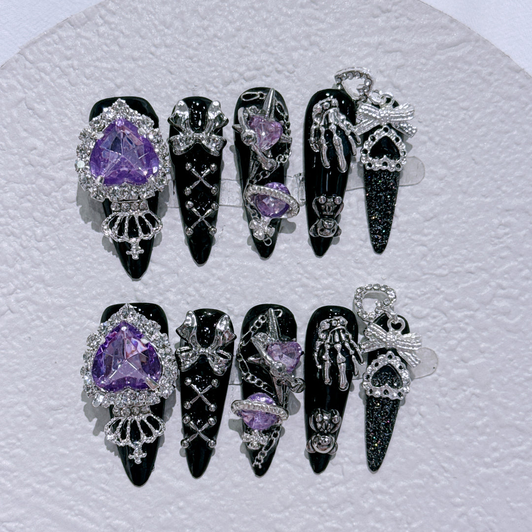 Gothic-inspiriertes Strass-Nagelkunst-Set