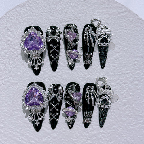 Gothic-inspiriertes Strass-Nagelkunst-Set