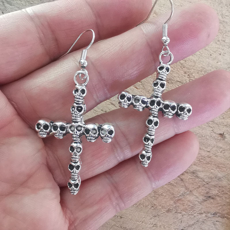 Gothic Skull Cross Ohrringe Karnz