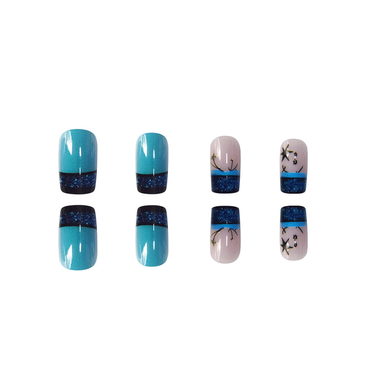 Dekoratives Glitzerstern-akzentuiertes Press-On-Nagelset Karnz