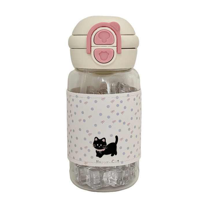 Damen Trinkflasche mit kreativem Motiv und integriertem Strohhalm Karnz