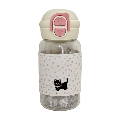 Damen Trinkflasche mit kreativem Motiv und integriertem Strohhalm Karnz