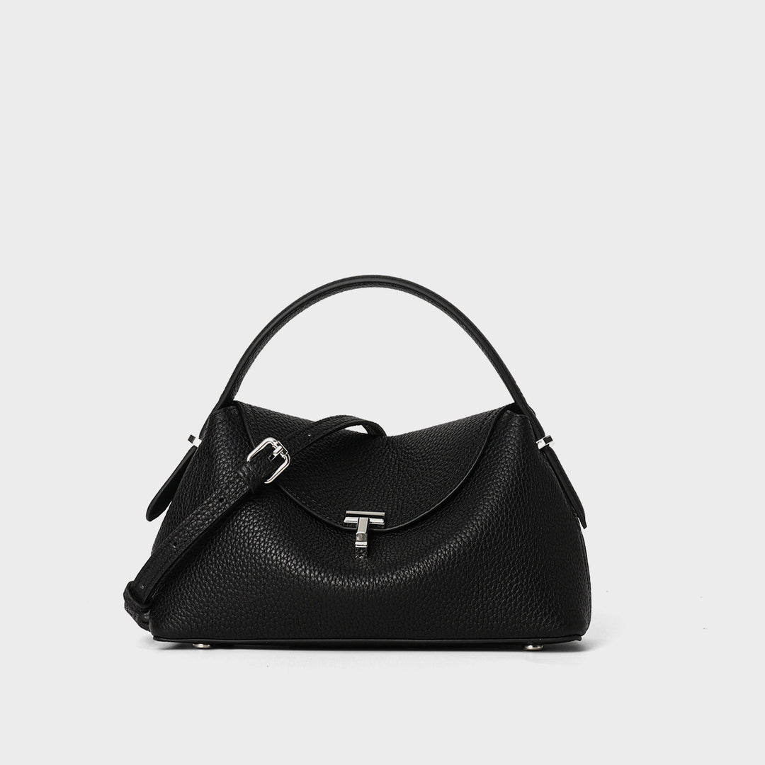 Gekurvte Umschlag-Top-Handle-Pebbled Satchel mit abnehmbarem Crossbody-Riemen