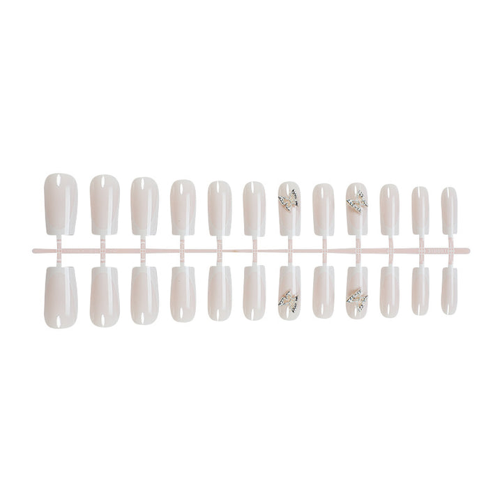 Premium Dekorative Press-On Nagelset mit Eleganten Schmetterlingsakzenten Karnz