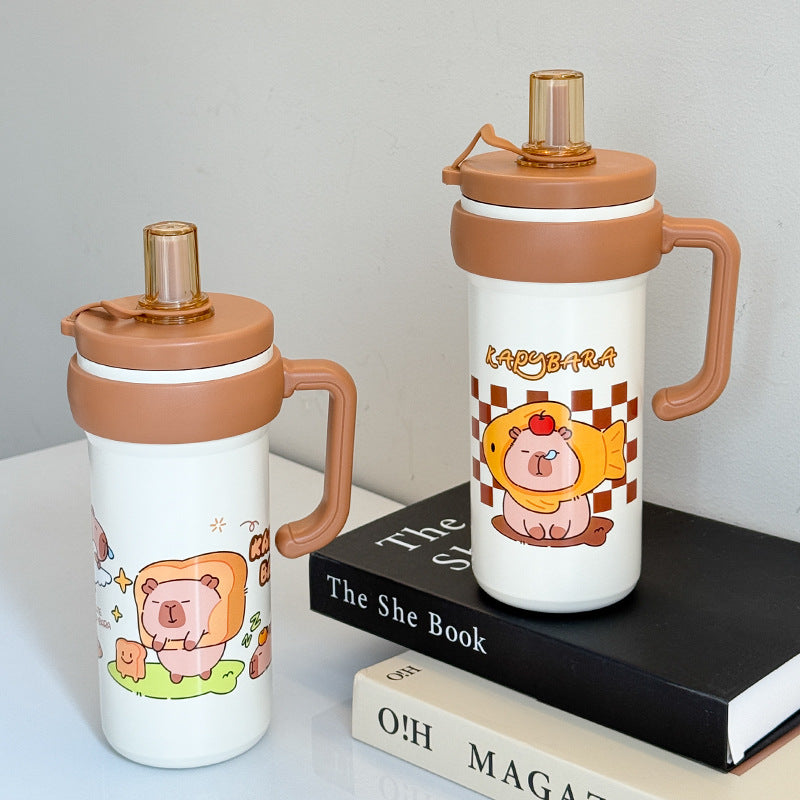Damen Isolierte Trinkflasche mit praktischem Tragegriff und lustigem Tierdesign Karnz