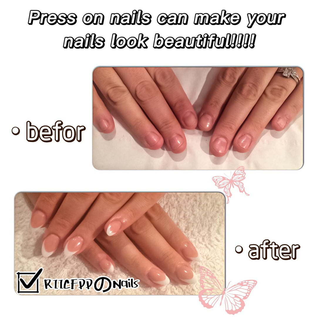 Kunstnagelset mit elegantem französischen Design und Gloss Effekt Karnz