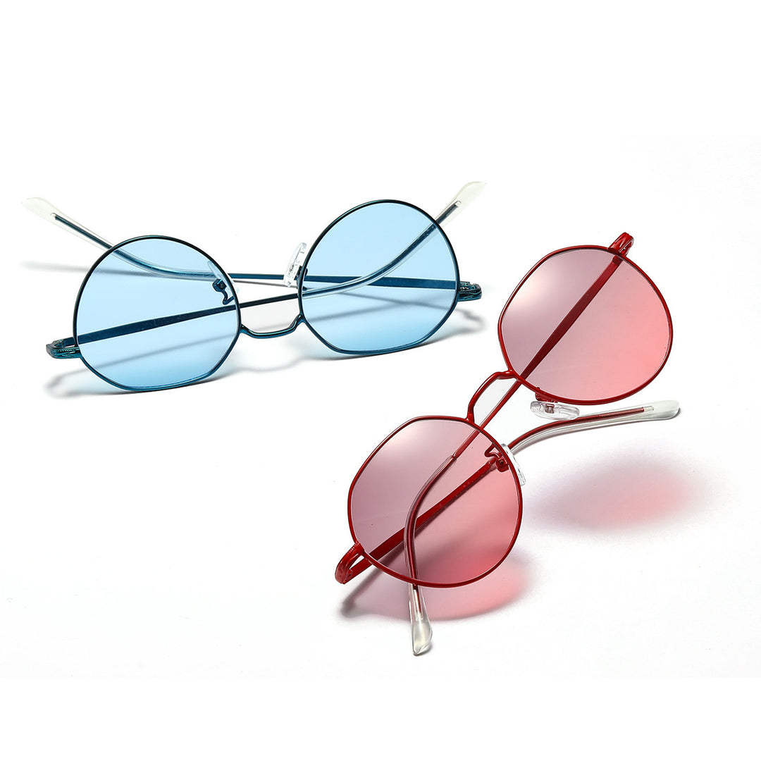 Damen runde Brille mit filigranem Metallgestell Karnz