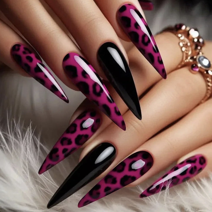 Fierce Leopard Print Stiletto Nagelerweiterungen Karnz