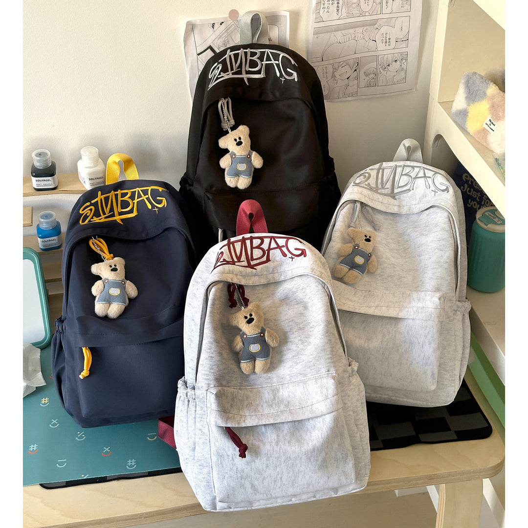 Lässiger Rucksack mit süßem Plüsch-Schlüsselanhänger Karnz