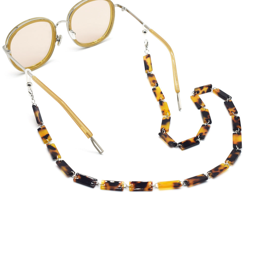 Stylische Schildpatt-Muster Brille Kette Karnz