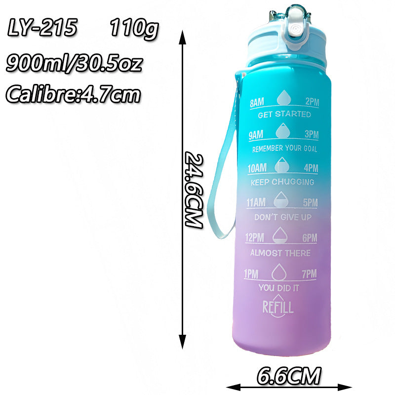 Damen Motivierende Wasserflasche mit integrierten Zeitmarkierungen Karnz