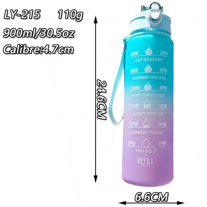 Damen Motivierende Wasserflasche mit integrierten Zeitmarkierungen Karnz