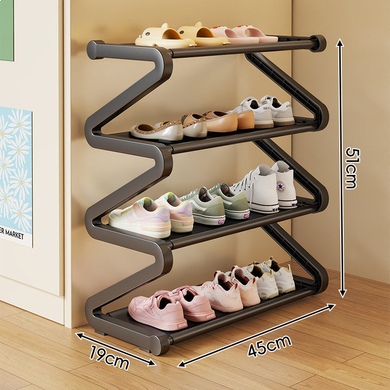 Kompakter Z-förmiger Multi-Tier platzsparender Schuhregalorganisator