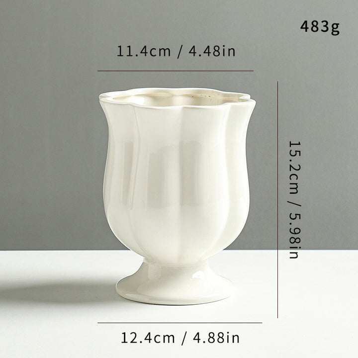 Elegante Skulpturierte Keramische Blumentopf