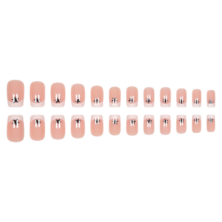 Künstlerische French Tip Press-On Nägel mit Sternakzenten Karnz