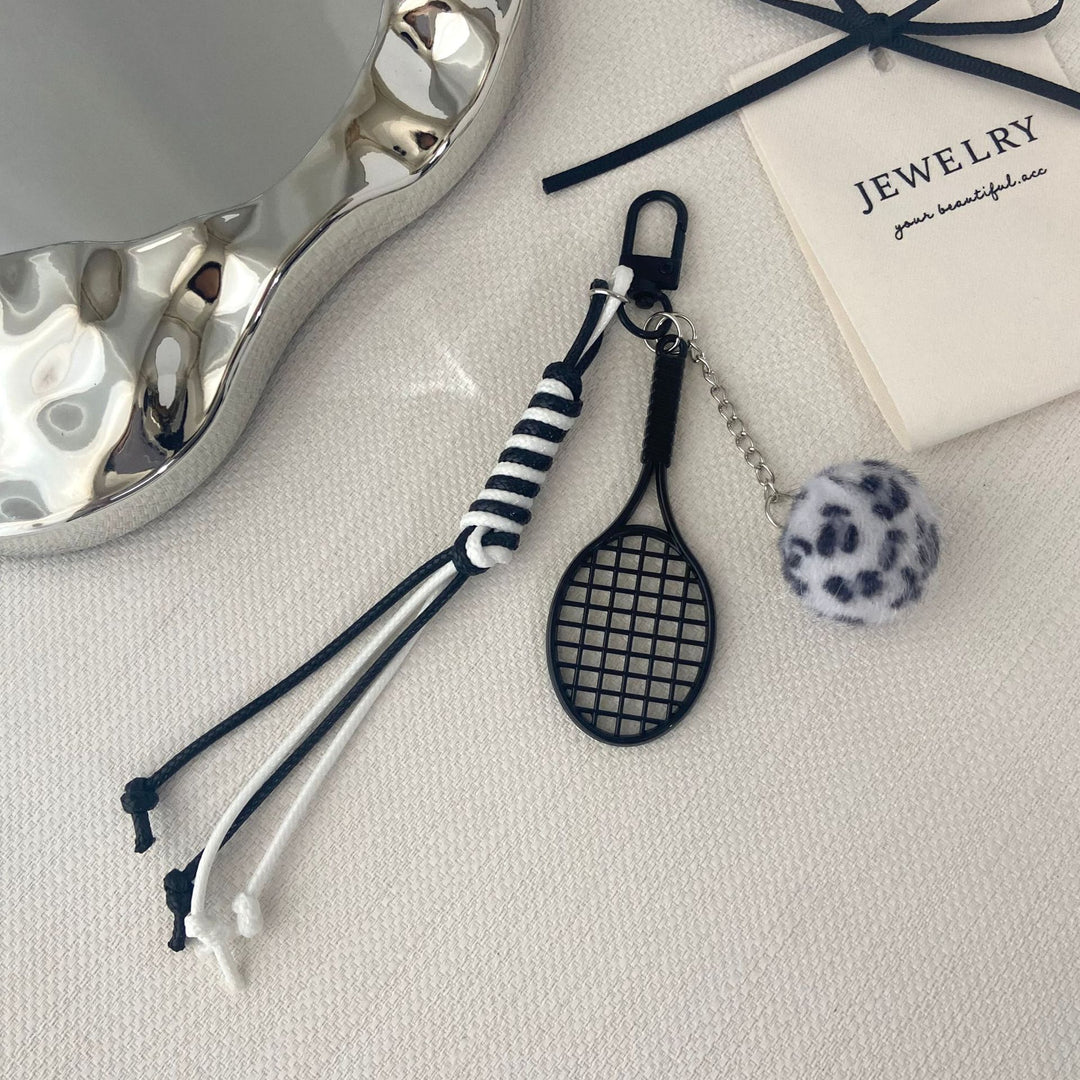 Tennisracket und Pelzball Schlüsselanhänger Karnz