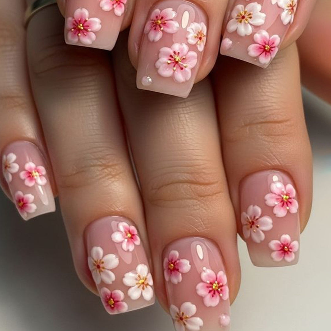 Floral Acryl Nail Art Set Karnz