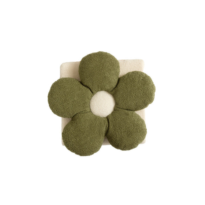 Ergonomisches Blüten‑Sitzkissen aus Bouclé‑Teddy für Stuhl und Hocker
