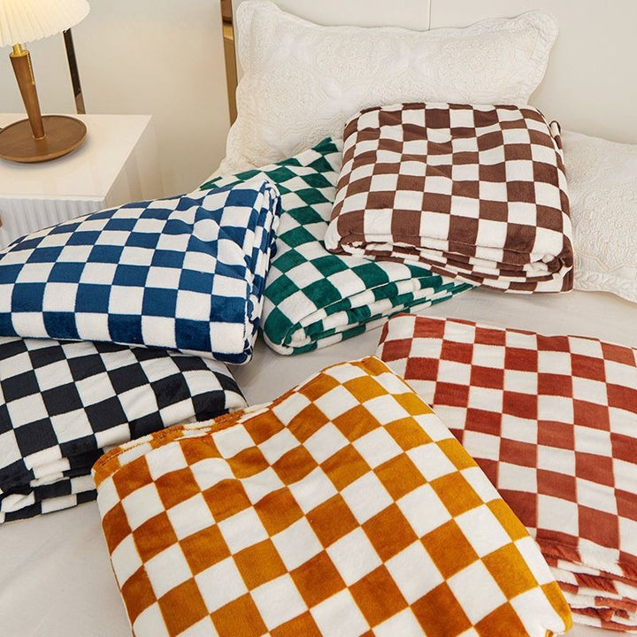 Kariertes Fleece-Wurfdecke