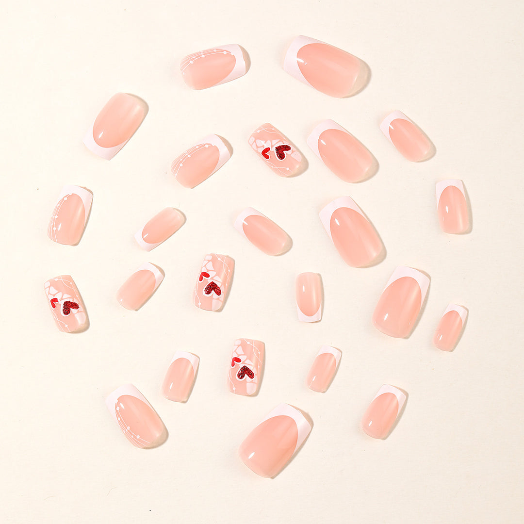 Herz-Beschmückte Acryl-Nagelkunsterweiterungen Karnz