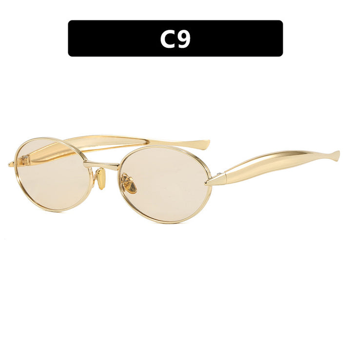 Damen modische Sonnenbrille mit ovalem Rahmen und funkelnden Details Karnz