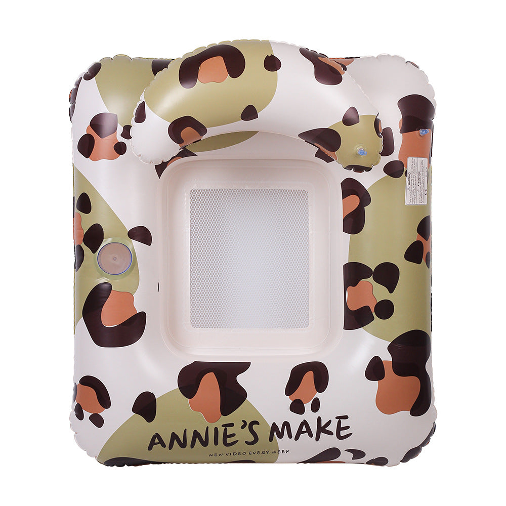 Unisex Aufblasbarer Leopard-Schwimmring mit integriertem Trinkhalter Karnz
