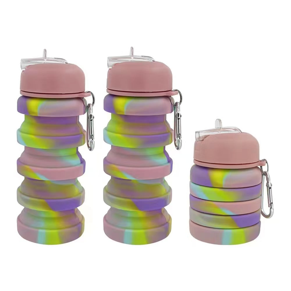 Damen Faltbare Silikon Trinkflasche mit Karabiner Karnz