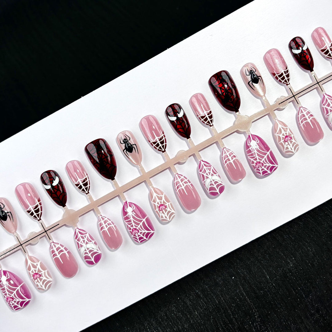 Themen Press-On Nagel Set mit Spider Design